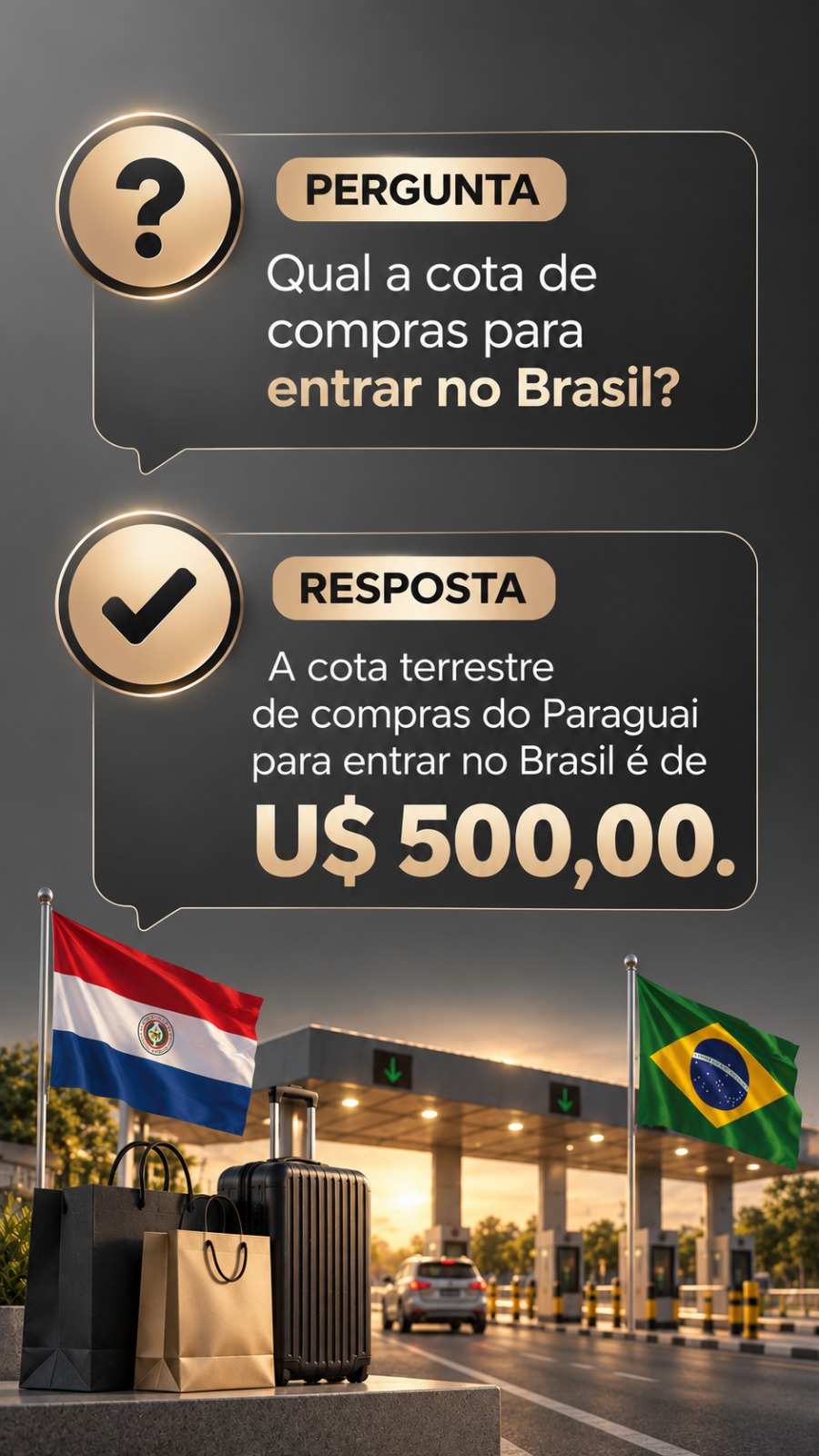 Cota de compras para entrar no Brasil