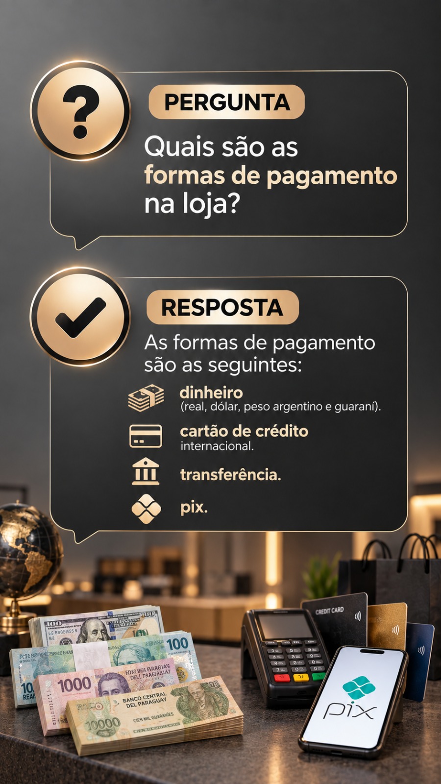 Formas de pagamento